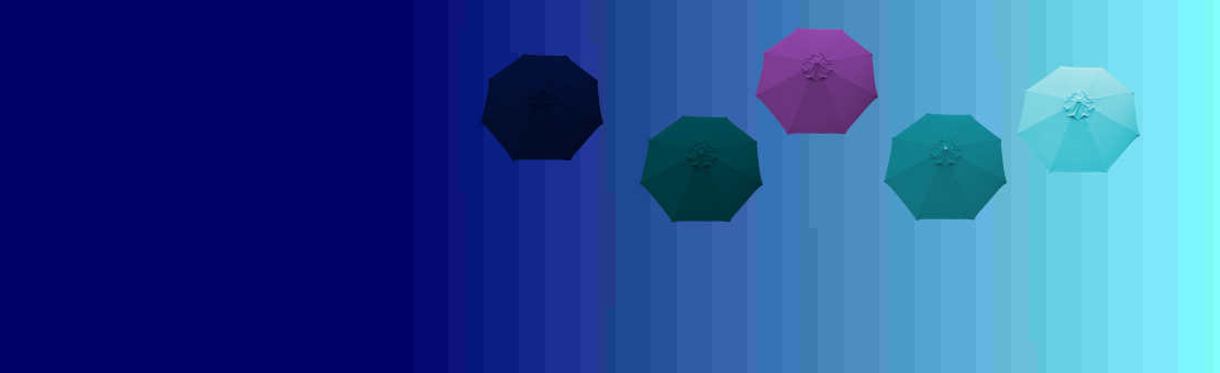Parasol et Toiles de remplacement pour parasols, Voiles de protection solaire couleurs Bleu clair, bleu foncé, Violet, Bleu Turquoise, Bleu Ocean